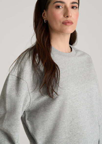 Everyday Terry Cropped Crew for Tall Women in Grey Mix