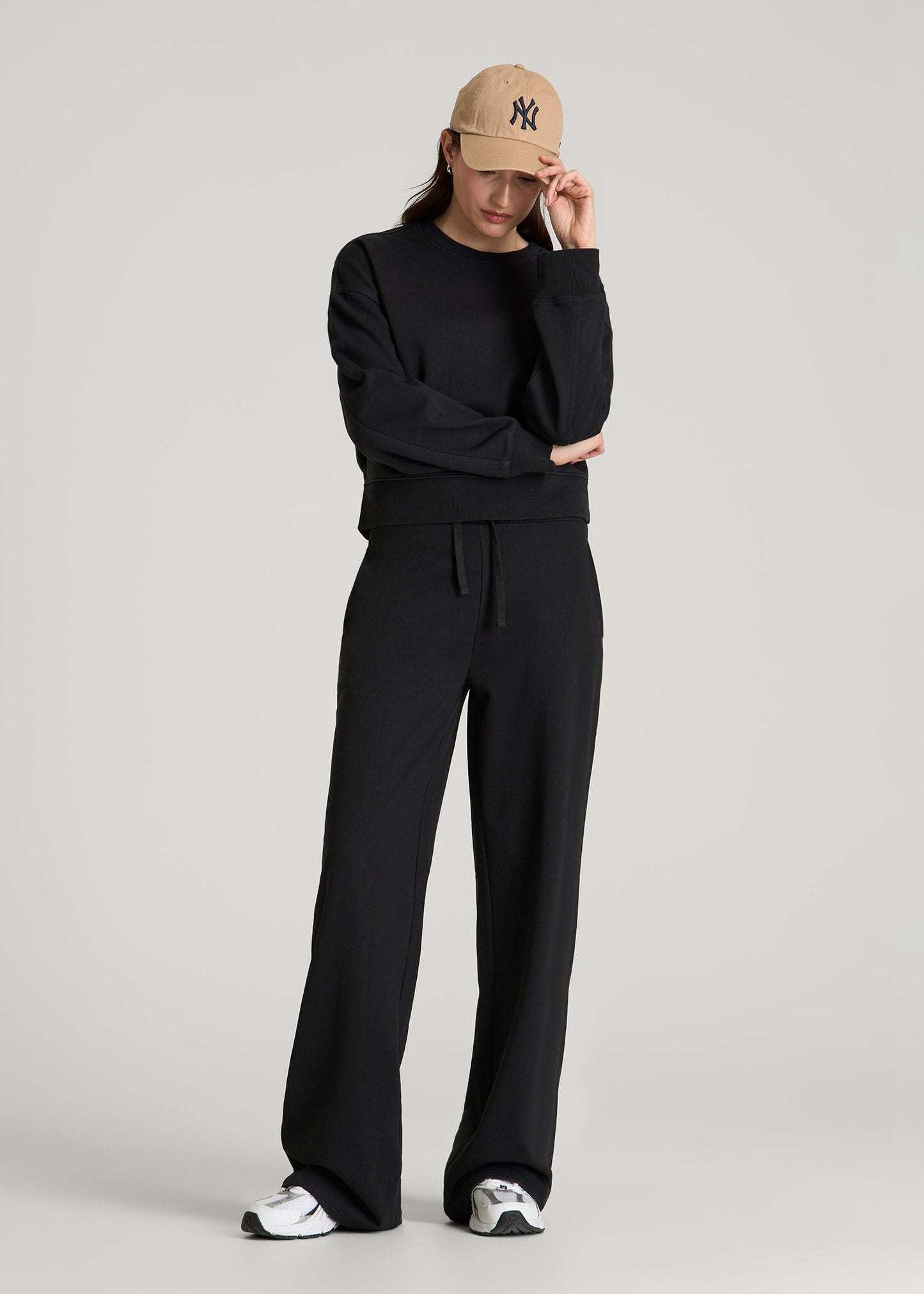 Everyday Terry Midrise Wide-Leg Pants for Tall Women in Black