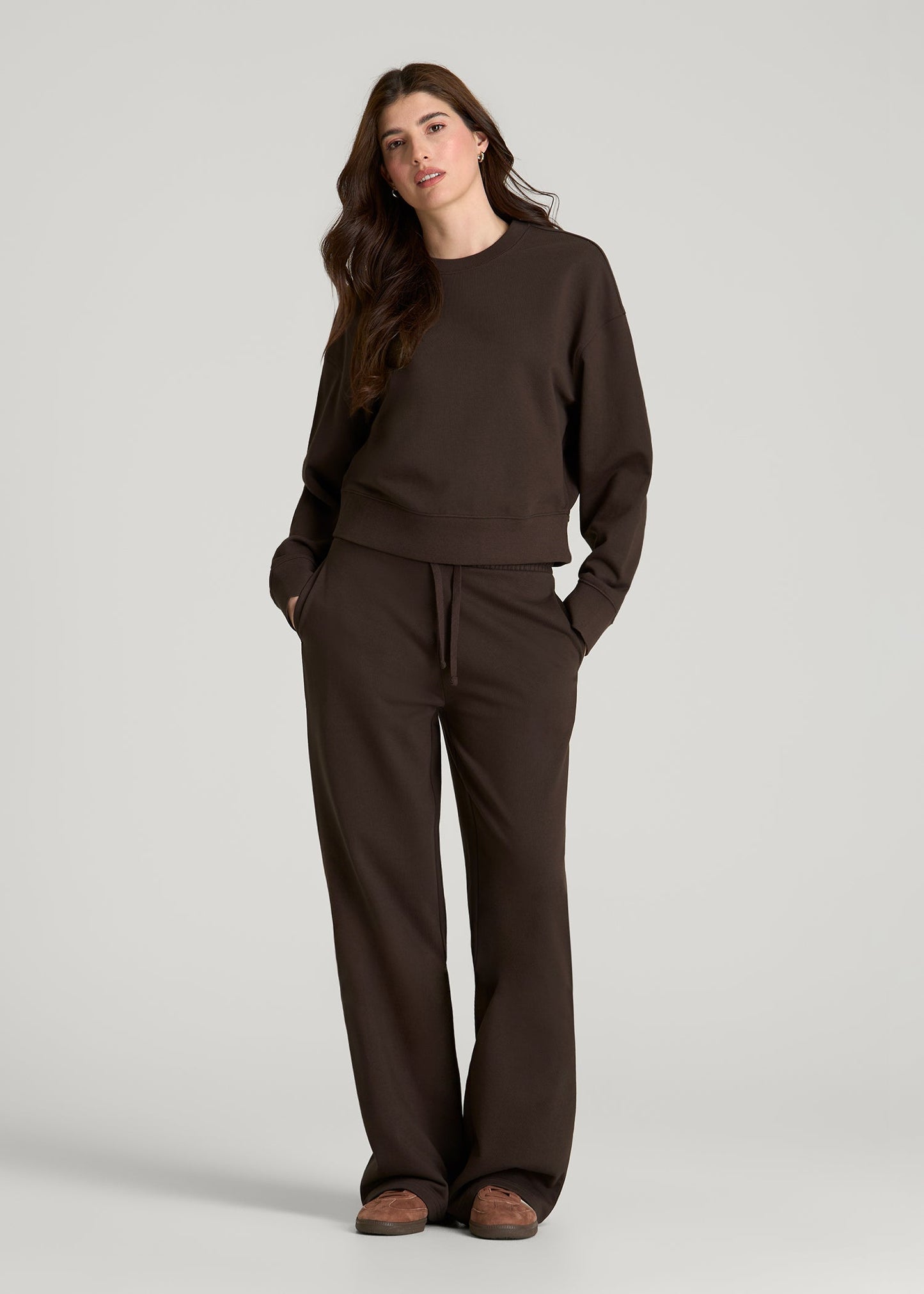 Everyday Terry Midrise Wide-Leg Pants for Tall Women in Espresso