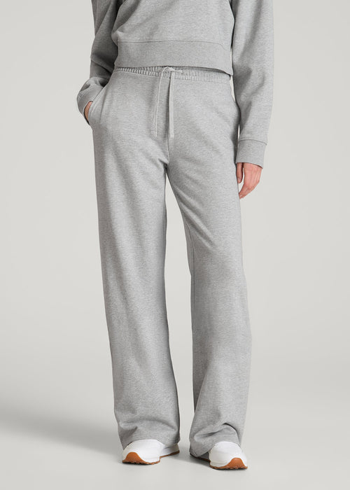 Everyday Terry Midrise Wide-Leg Pants for Tall Women in Grey Mix