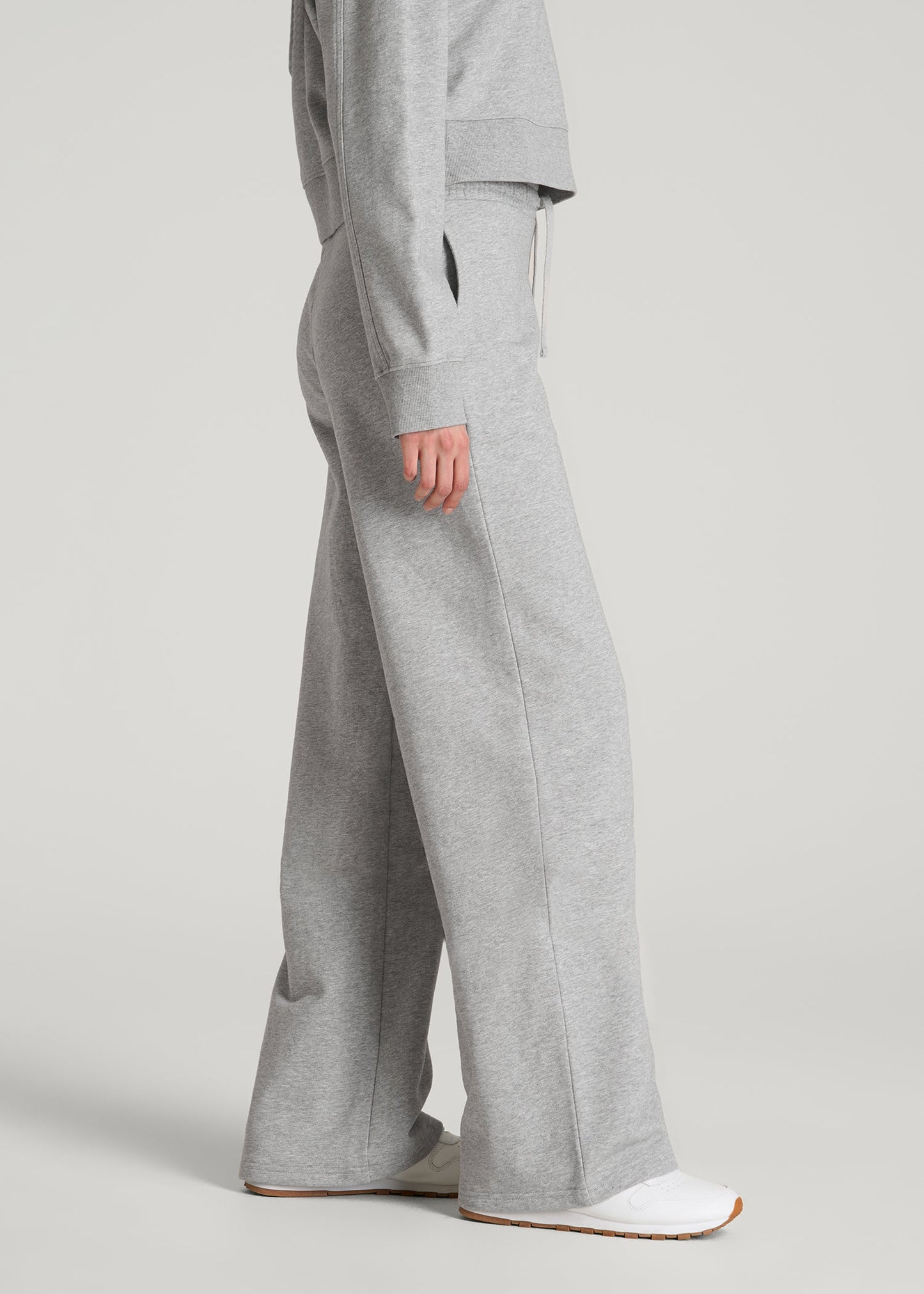 Everyday Terry Midrise Wide-Leg Pants for Tall Women in Grey Mix