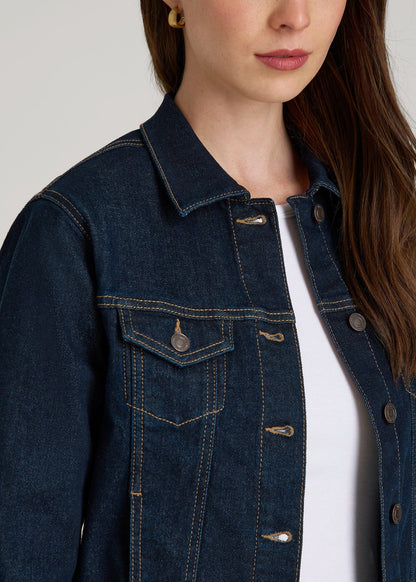 Classic Denim Jacket for Tall Women in Rinse Wash