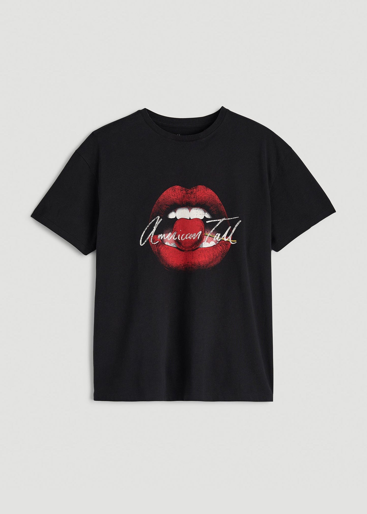 Black Cherry Lips Graphic Tee for Tall Women in Black