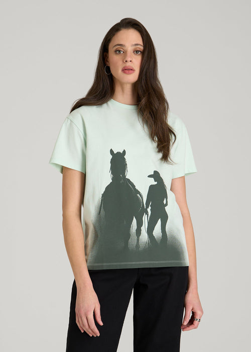 Equestrian Graphic Tee for Tall Women in Blue