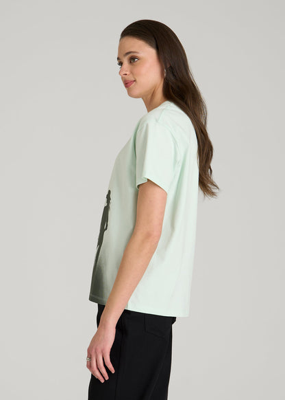 Equestrian Graphic Tee for Tall Women in Blue