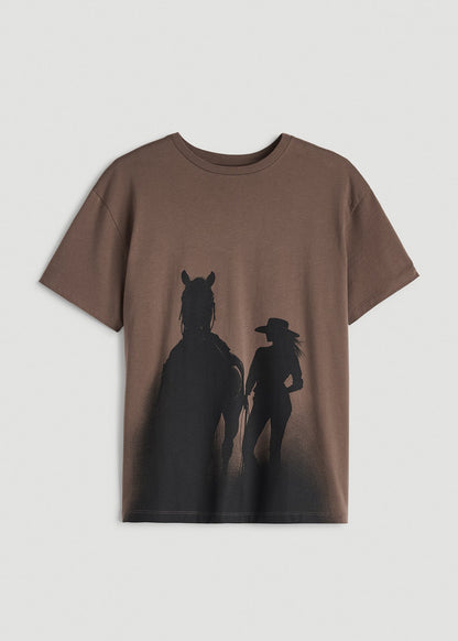 Equestrian Graphic Tee for Tall Women in Brown