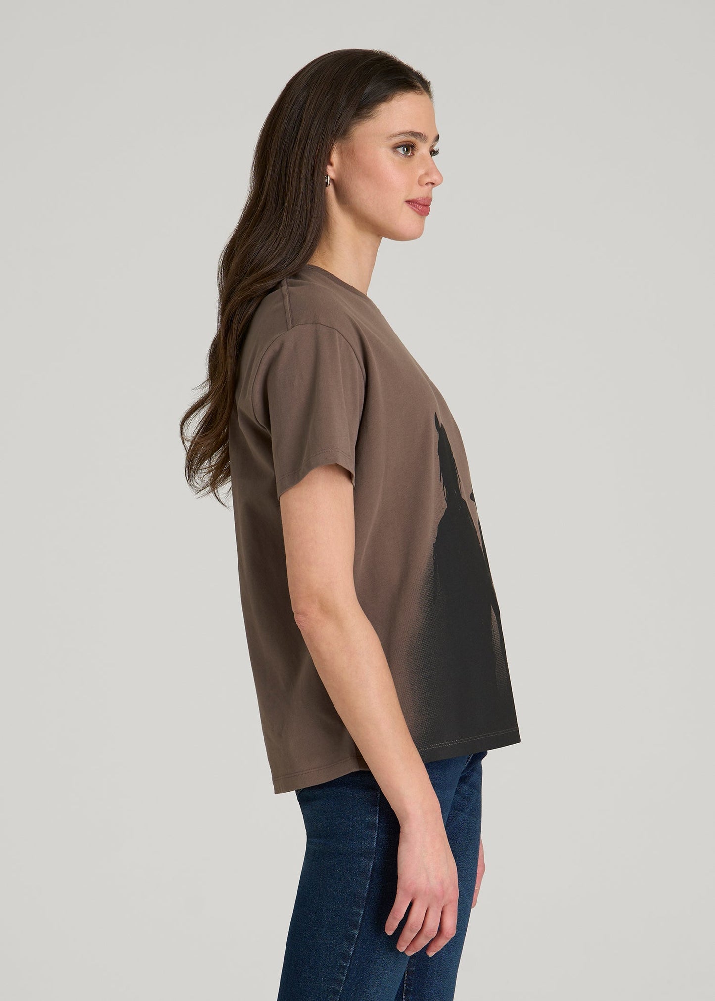 Equestrian Graphic Tee for Tall Women in Brown