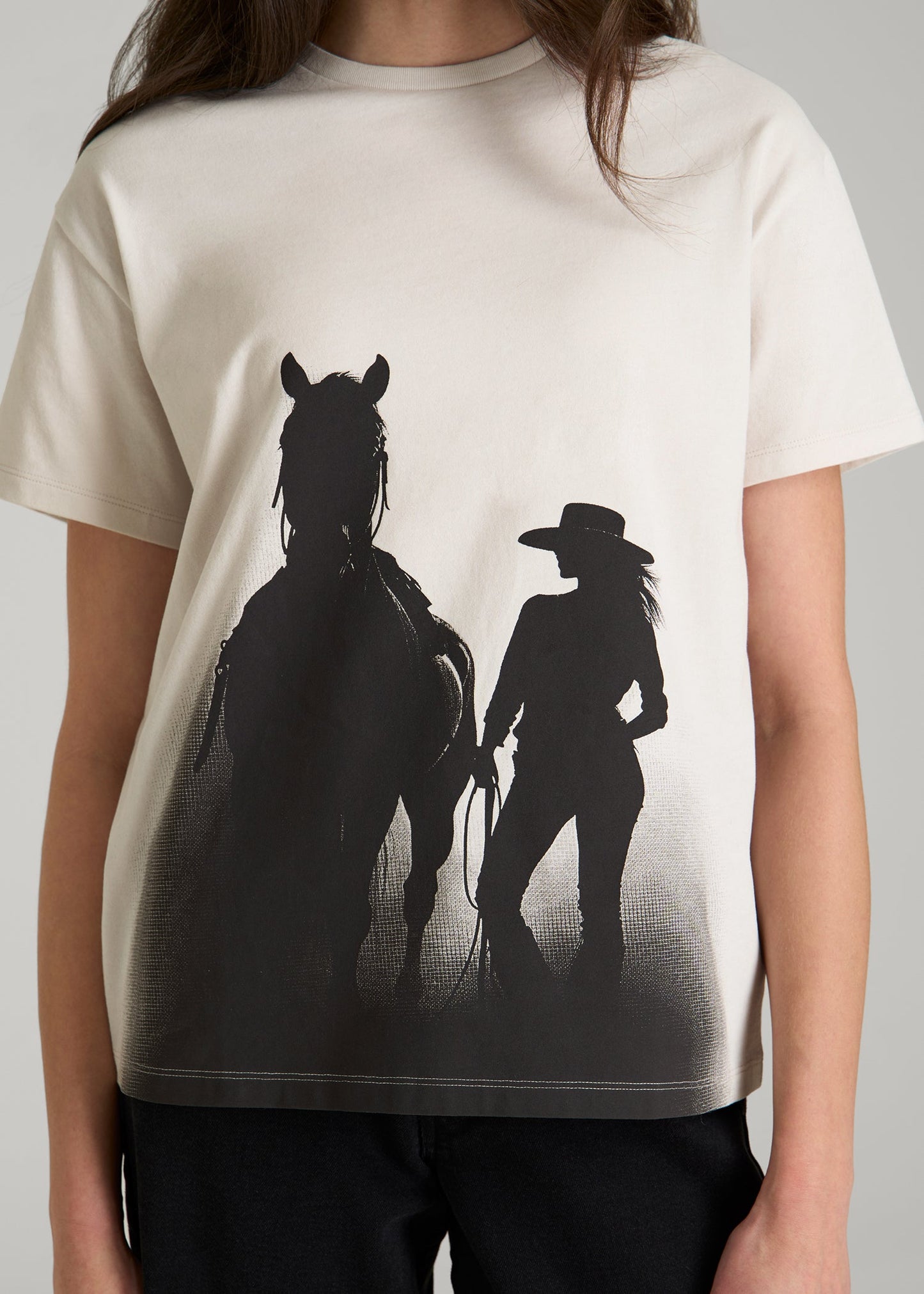 Equestrian Graphic Tee for Tall Women in Sand