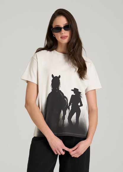 Equestrian Graphic Tee for Tall Women in Sand