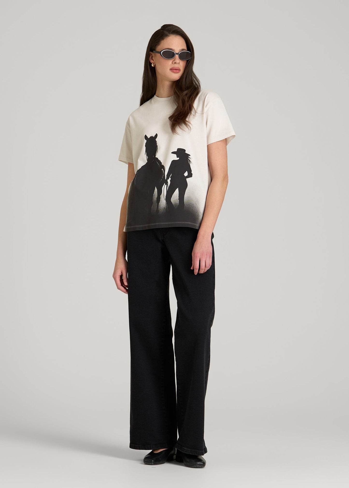 Equestrian Graphic Tee for Tall Women in Sand