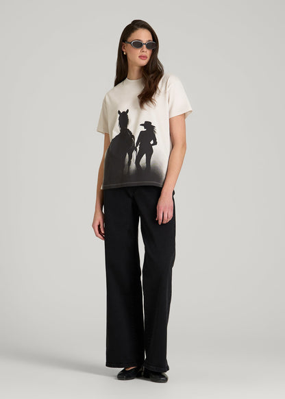 Equestrian Graphic Tee for Tall Women in Sand