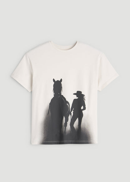 Equestrian Graphic Tee for Tall Women in Sand