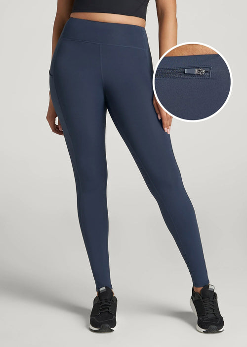 Active Leggings with Pockets for Tall Women in Navy