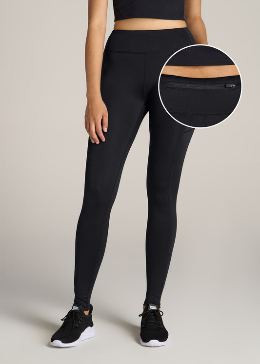 Active Leggings with Pockets for Tall Women in Black