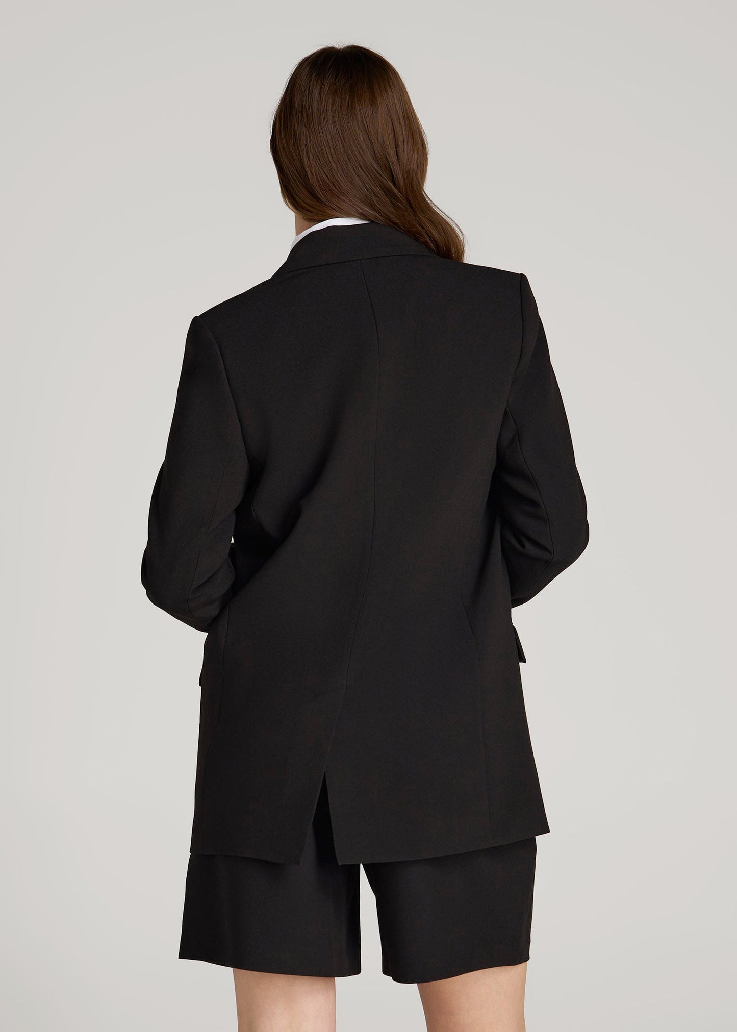 Boyfriend Fit Single-Button Blazer for Tall Women in Black