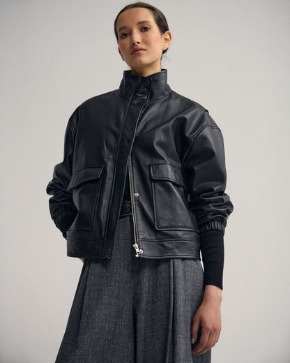 Rosie Leather Bomber Jacket