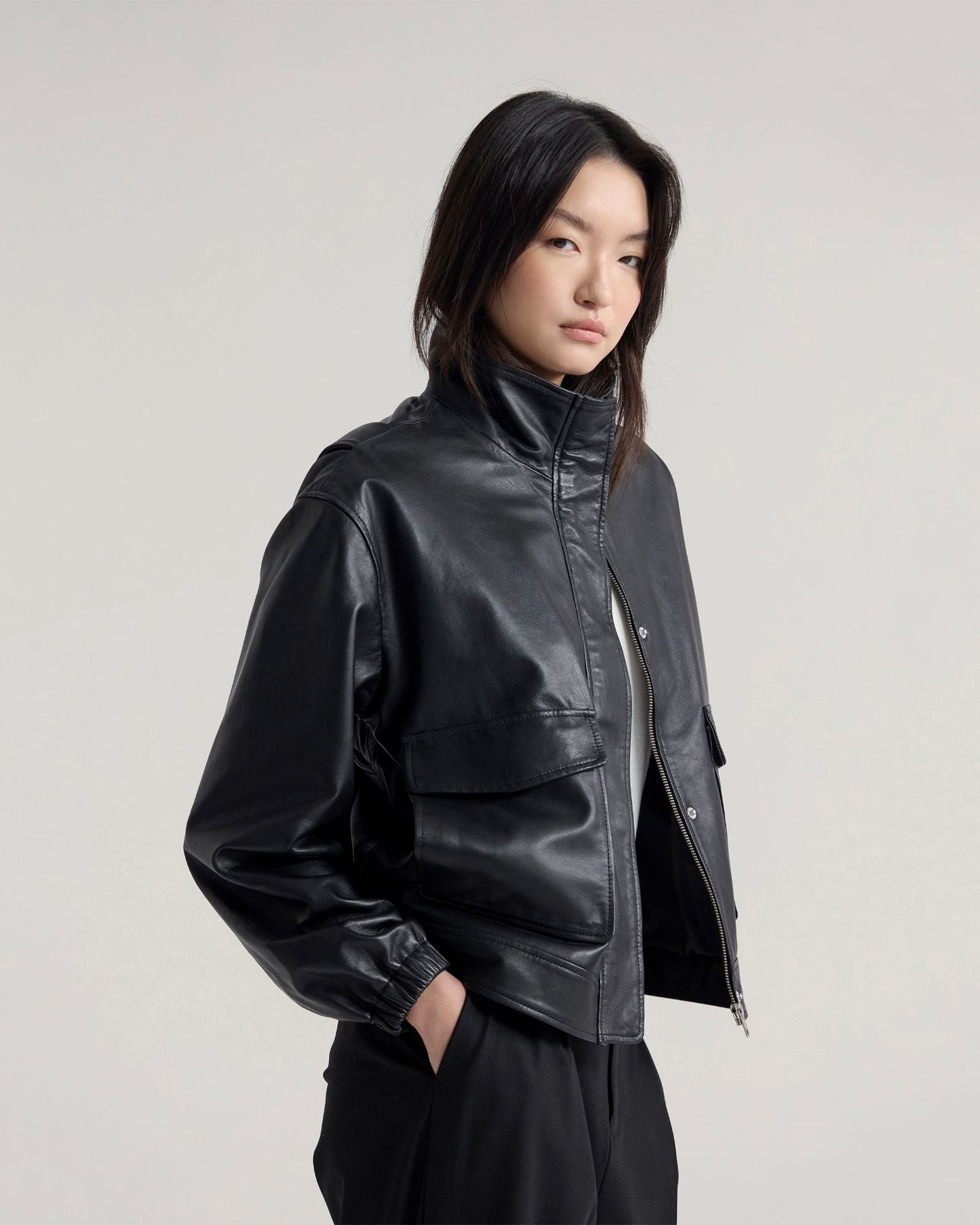 Rosie Leather Bomber Jacket