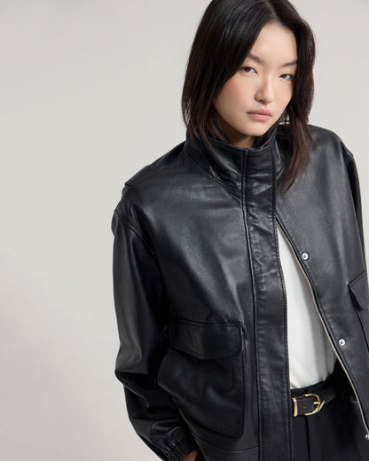 Rosie Leather Bomber Jacket