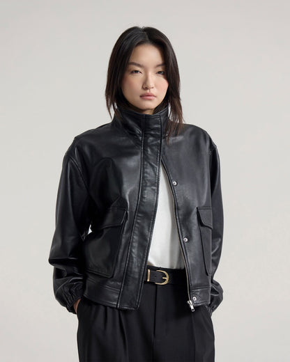 Rosie Leather Bomber Jacket