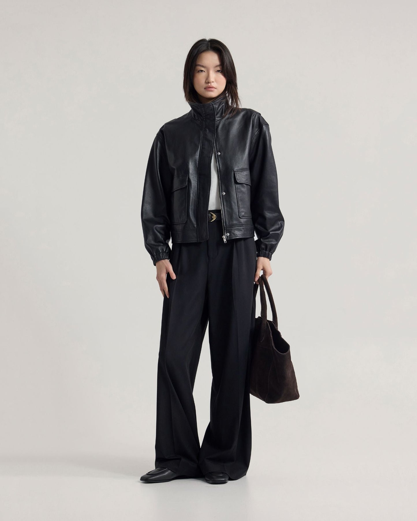 Rosie Leather Bomber Jacket