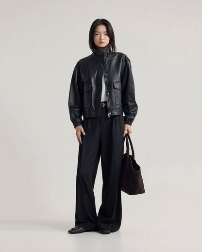 Rosie Leather Bomber Jacket