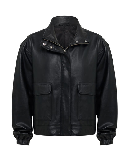 Rosie Leather Bomber Jacket