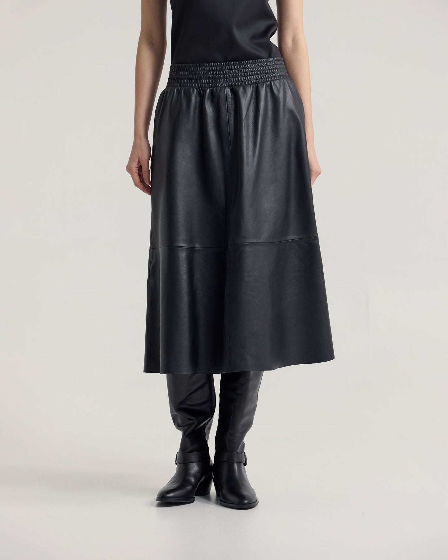 Jaya Leather Midi Skirt