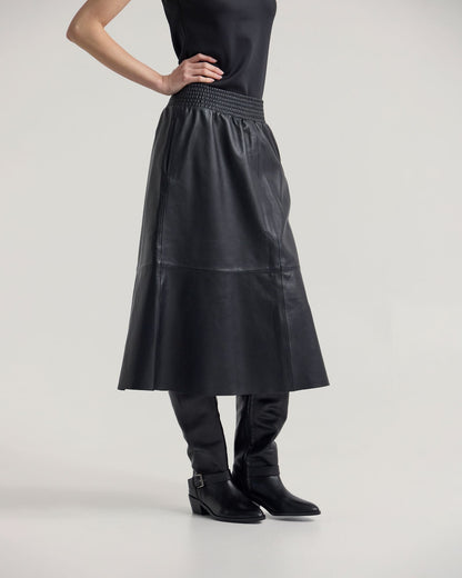 Jaya Leather Midi Skirt