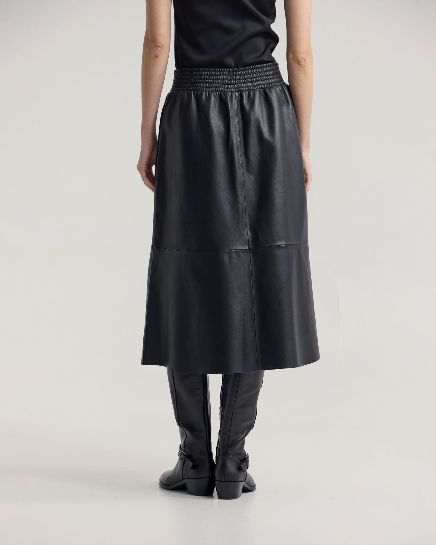 Jaya Leather Midi Skirt