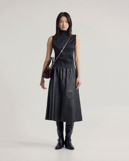 Jaya Leather Midi Skirt