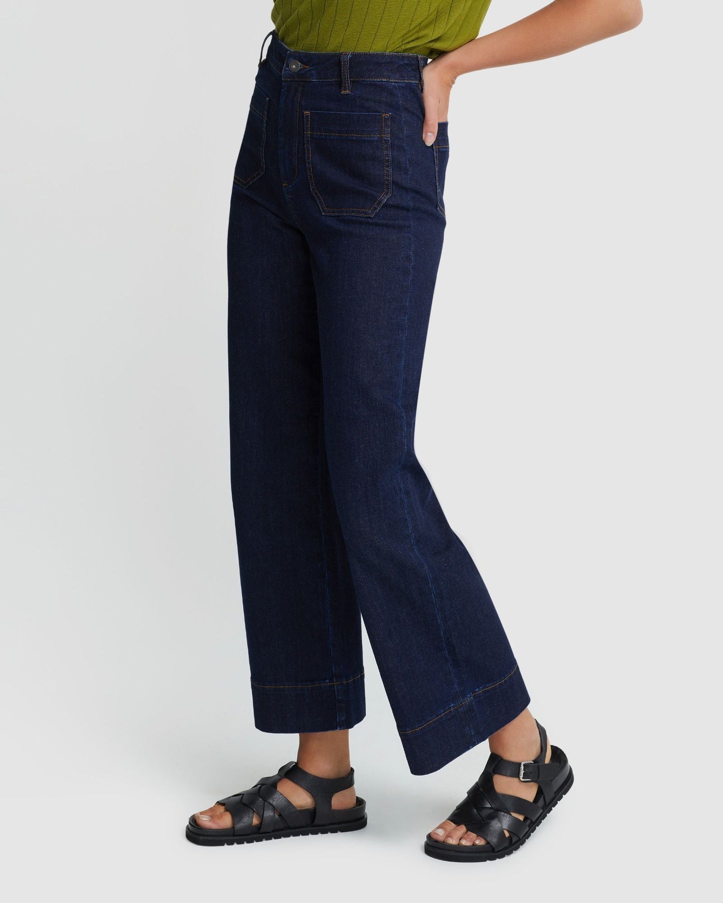 Alexa Patch Pocket Wide Leg Jeans