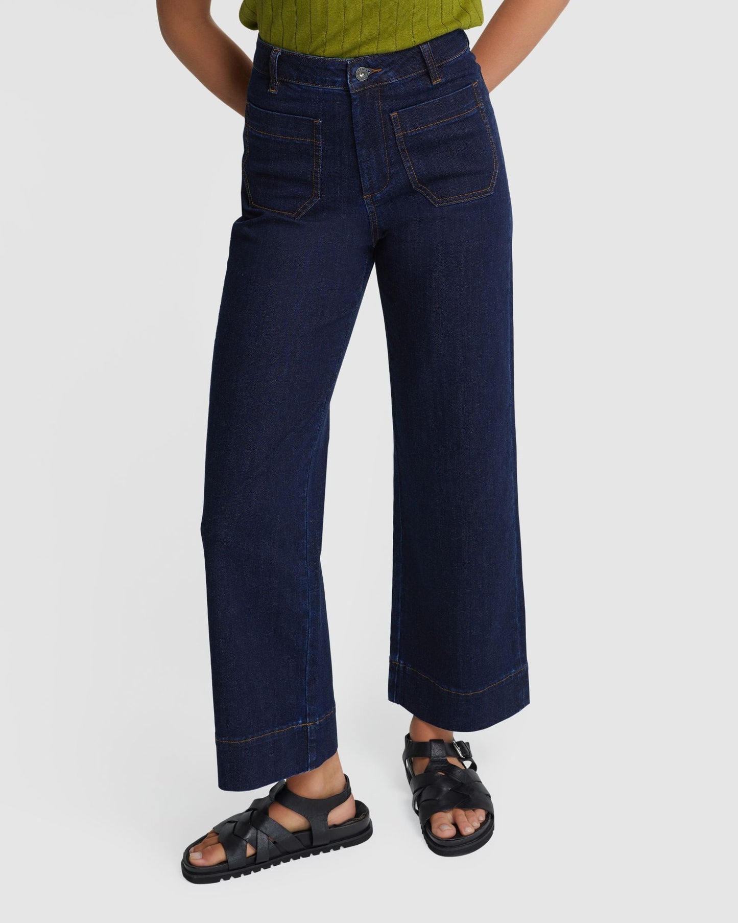 Alexa Patch Pocket Wide Leg Jeans