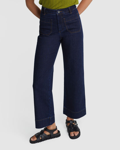 Alexa Patch Pocket Wide Leg Jeans