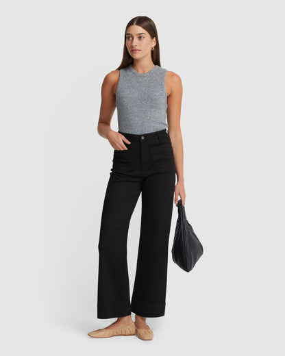 Alexa Patch Pocket Wide Leg Jeans