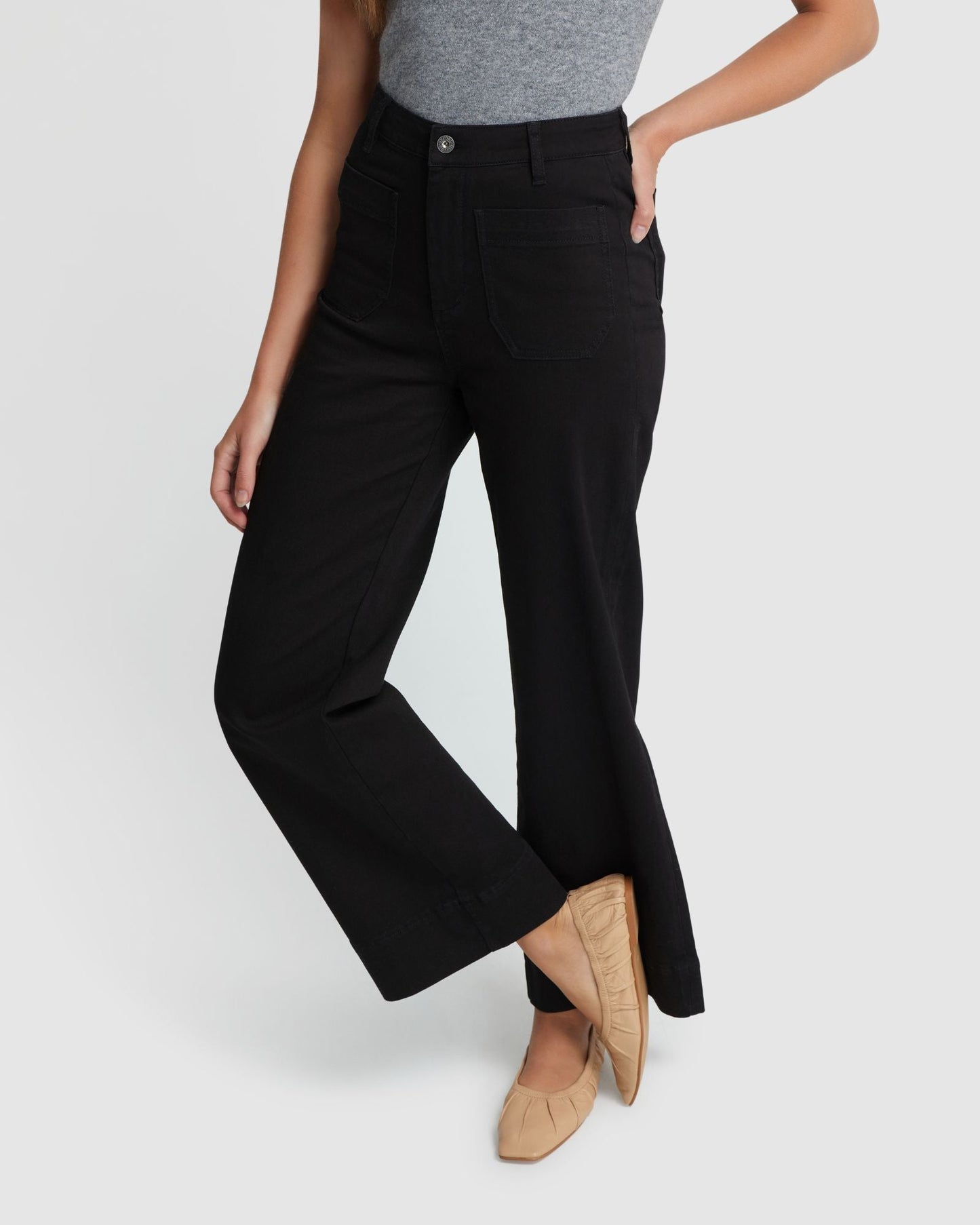 Alexa Patch Pocket Wide Leg Jeans