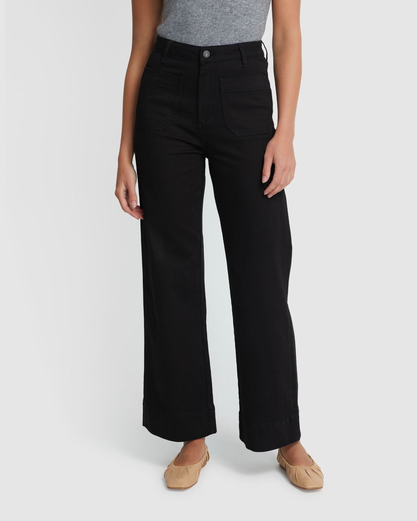 Alexa Patch Pocket Wide Leg Jeans