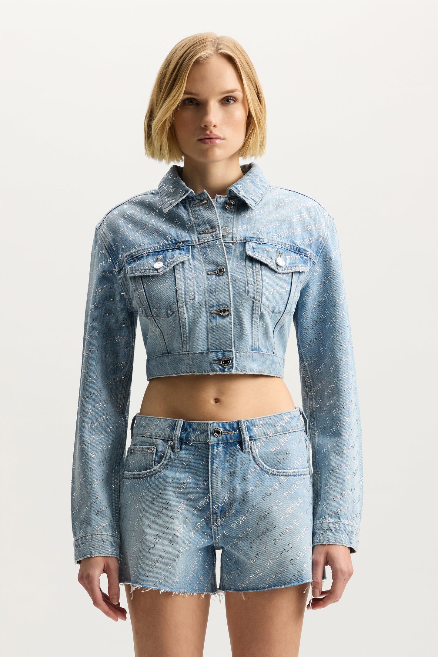 Logo Bling Crop Jacket