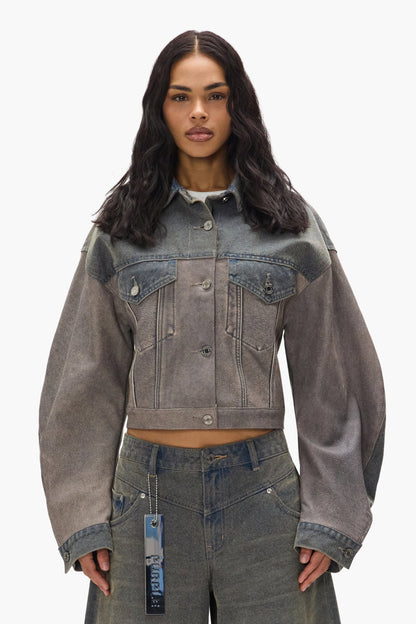 Mixed Denim & Leather Jacket