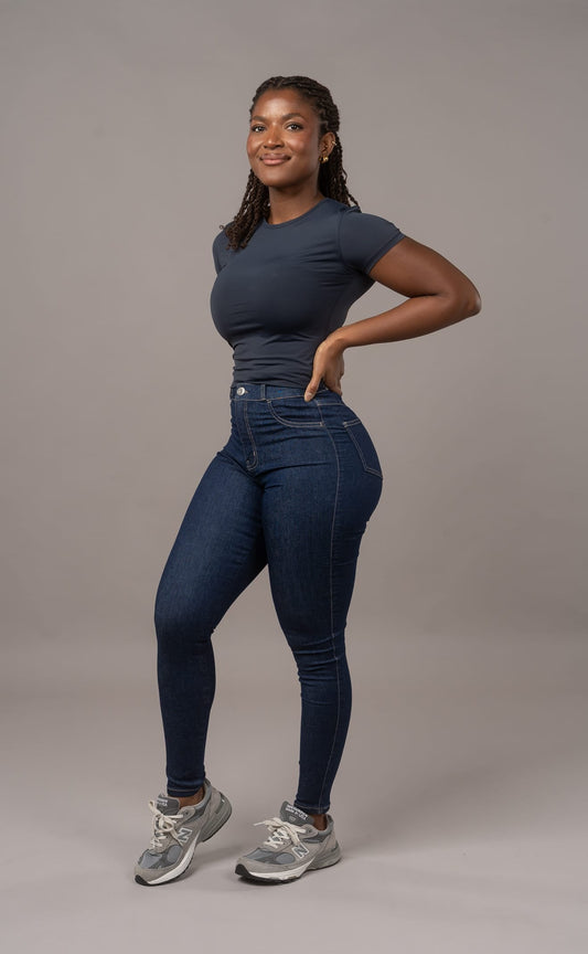 Womens Contour Fitjeans - Rinse Blue