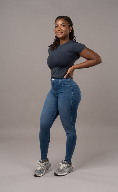 Womens 360 High Waisted Fitjeans - Sapphire Blue