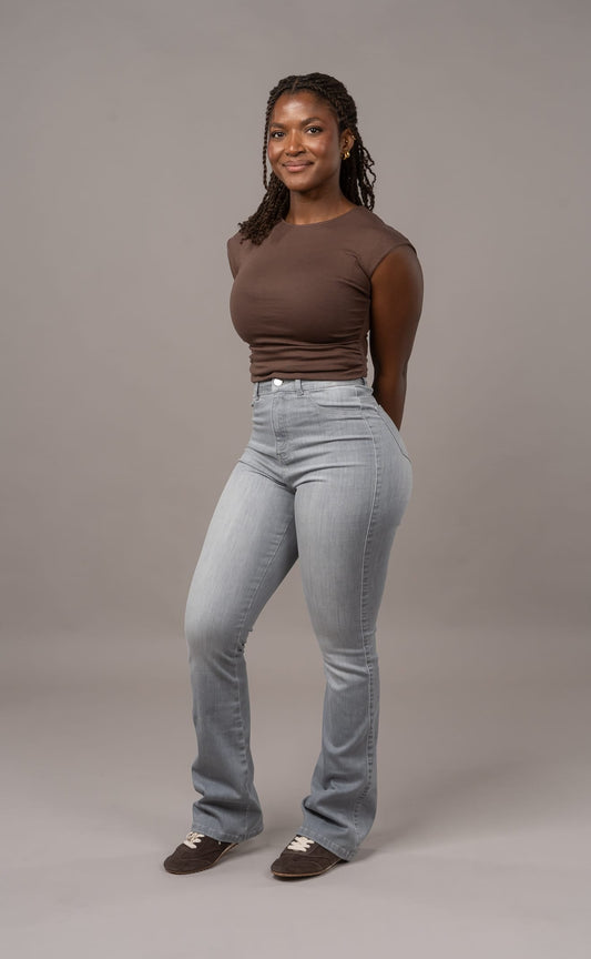 Womens Flared Fitjeans - Light Grey