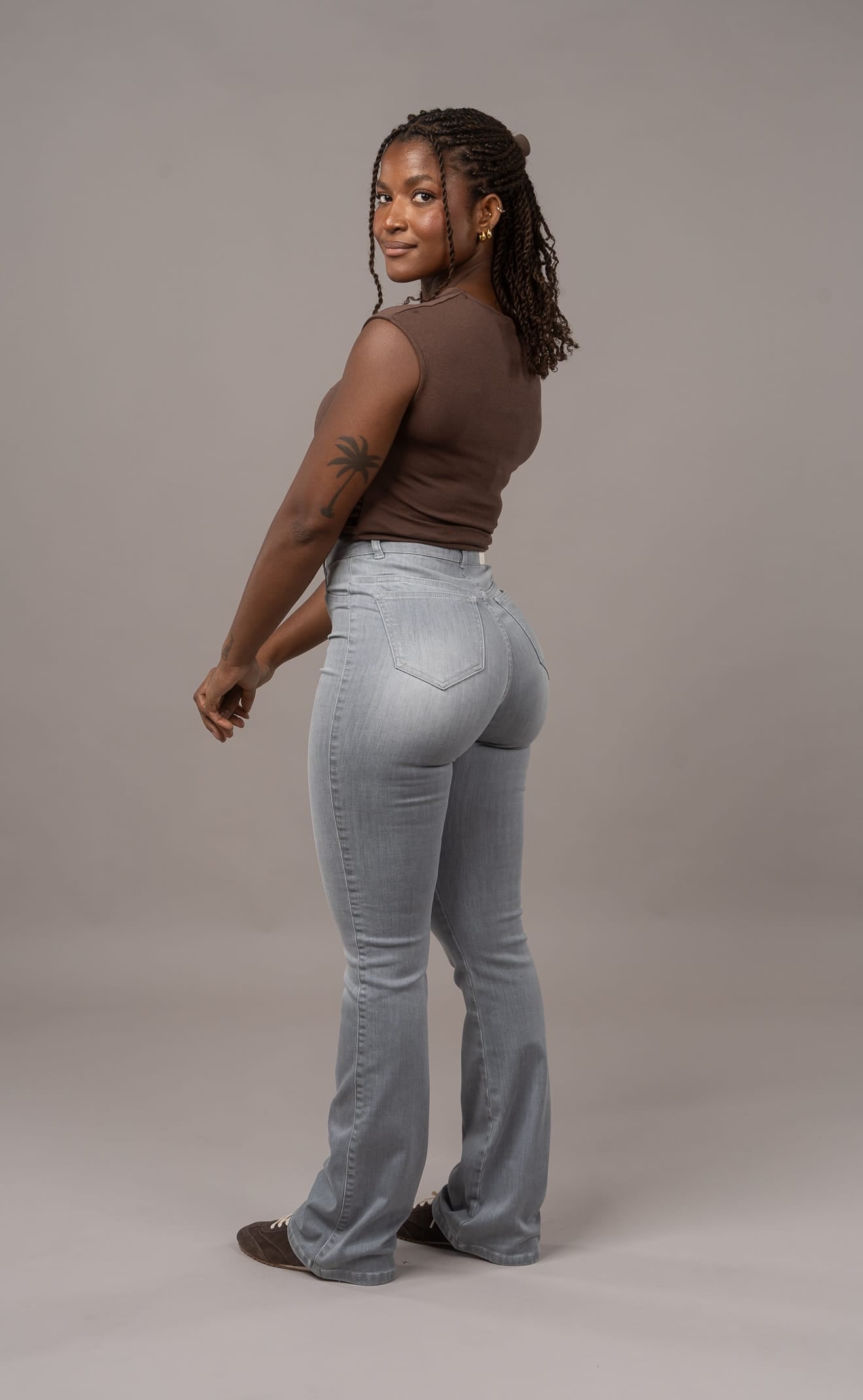 Womens Flared Fitjeans - Light Grey
