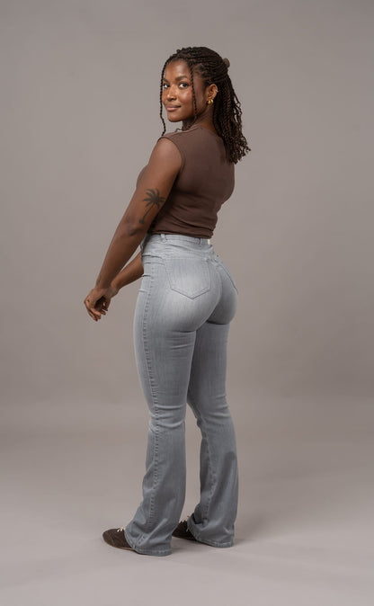 Womens Flared Fitjeans - Light Grey