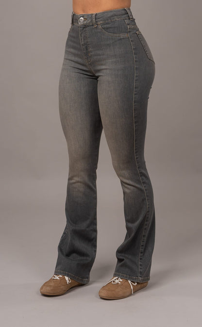 Womens Flared Fitjeans - Warm Grey