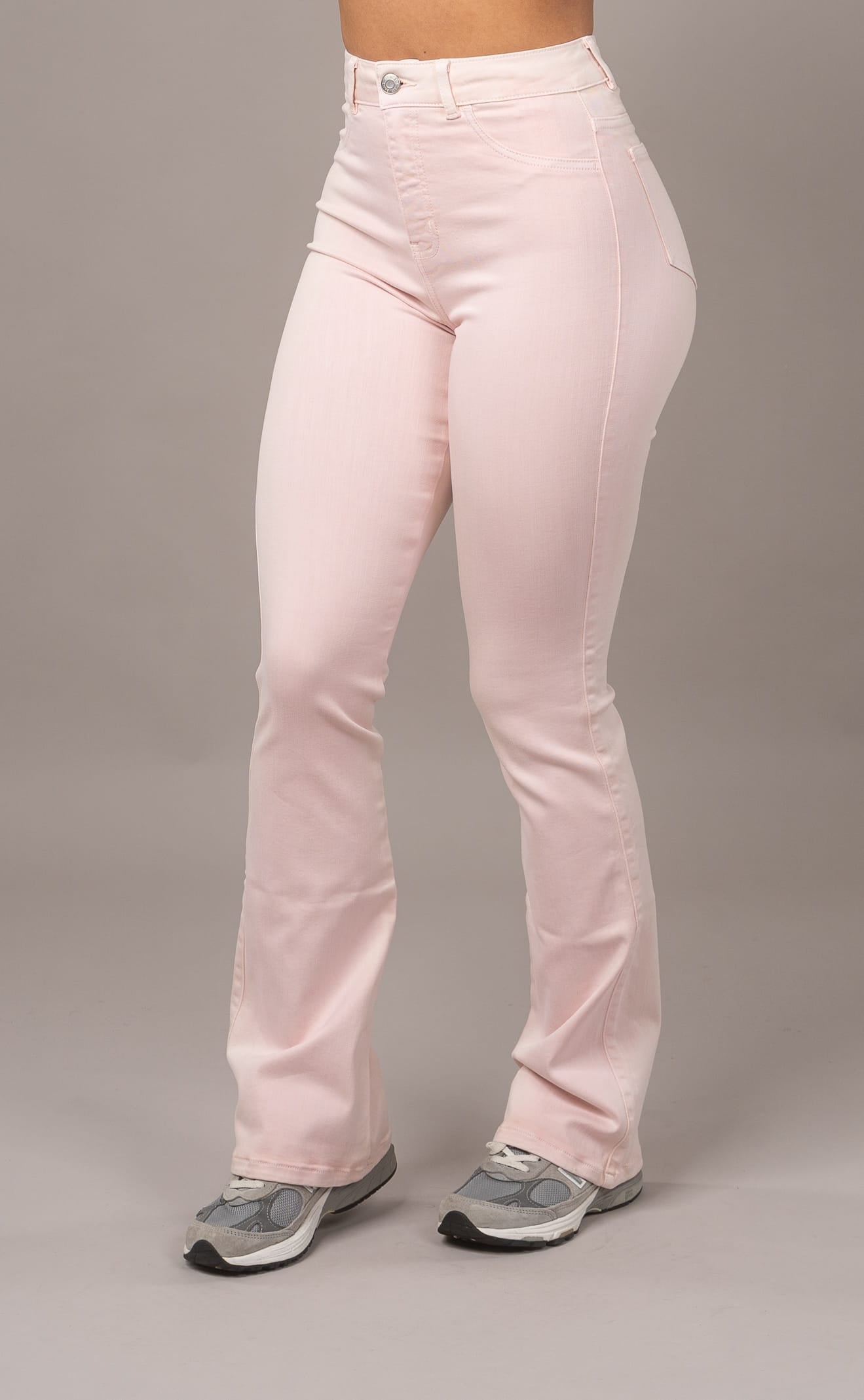 Womens Pastel Flared Fitjeans - Soft Pink