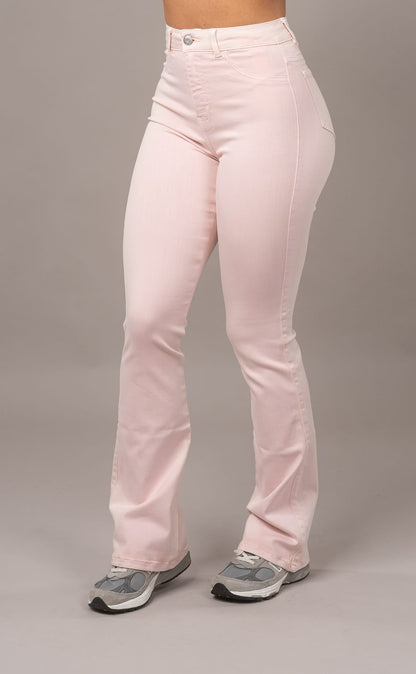 Womens Pastel Flared Fitjeans - Soft Pink