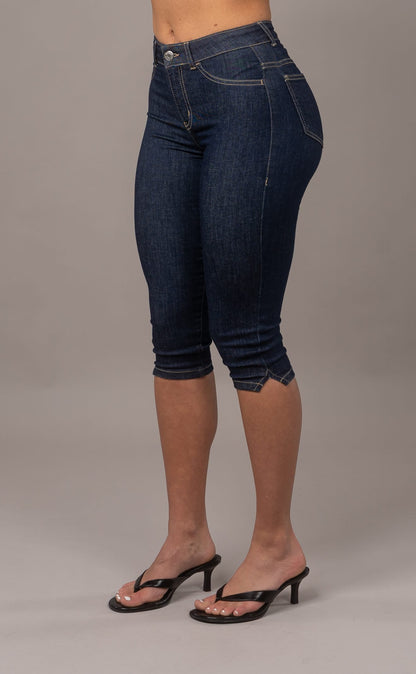 Womens Capri Fitjeans - Rinse Blue