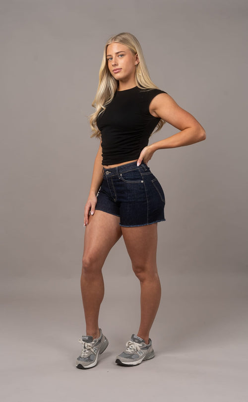 Womens Everyday Denim Shorts - Dark Blue