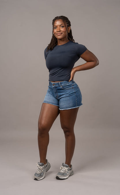 Womens Everyday Denim Shorts - Mid Blue