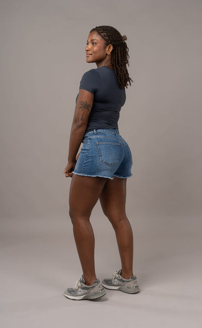 Womens Everyday Denim Shorts - Mid Blue